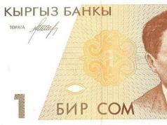 Bir som to rubles.  Currency of Kyrgyzstan.  Series